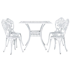 Gardeon Outdoor Dining Set 5 Piece Chairs Table Cast Aluminum Patio White