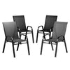 Gardeon 4PC Outdoor Dining Chairs Stackable Lounge Chair Patio Furniture Black