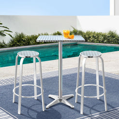 Gardeon 3-Piece Outdoor Bar Set Bistro Table Stools Adjustable Square Cafe