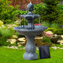 Gardeon Solar Water Feature 3-Tier Fountain with Pump Kit Bird Bath 93CM Black