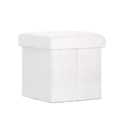 Artiss Ottoman Storage Foot Stool Square Teddy Fabric White