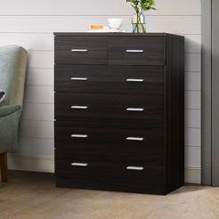 Artiss 6 Chest of Drawers - ANDES Walnut