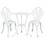 Gardeon 3PC Outdoor Setting Bistro Set Chairs Table Cast Aluminum Patio Furniture Tulip White