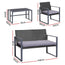 Gardeon 4 PCS Outdoor Sofa Set Rattan Furniture Glass Top Table Chairs Black