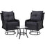 Gardeon 3PC Outdoor Furniture Bistro Set Lounge Wicker Swivel Chairs Table Cushion Black