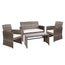 Gardeon 4 PCS Outdoor Sofa Set Rattan Chair Table Setting Garden Furniture Grey