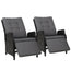 Gardeon 2PC Recliner Chairs Sun lounge Wicker Lounger Outdoor Furniture Adjustable Black