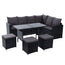 Gardeon Outdoor Furniture Dining Setting Sofa Set Lounge Wicker 9 Seater Black