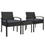 Gardeon 3PC Patio Furniture Bistro Set Wicker Outdoor Lounge Setting Black