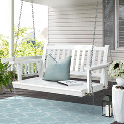 Gardeon Porch Swing Chair with Chain Garden Bench Outdoor Furniture Wooden White