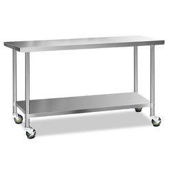 Cefito 1829x610mm Stainless Steel Kitchen Bench with Wheels 304