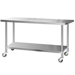 Cefito 1829x760mm Stainless Steel Kitchen Bench with Wheels 430