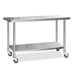 Cefito 1524x610mm Stainless Steel Kitchen Bench with Wheels 430