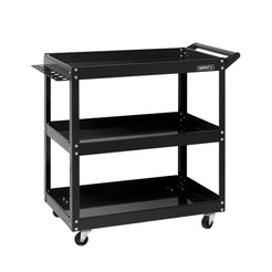 Giantz 3-Tier Tool Cart Trolley Workshop Garage Storage Organizer Black