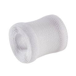 BRATECK Flexible Cable Wrap Sleeve with Hook and Loop Fastener 85mm/3.3' Width  Material Polyester Dimensions 1000x85mm - White