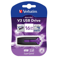 Verbatim 16GB V3 USB 3.0 Violet Retractable Drive