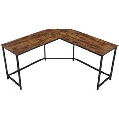 L-Shaped Computer Desk, Rustic Brown and Black