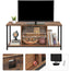 TV Console Unit with Open Storage Rustic Brown and Black Industrial