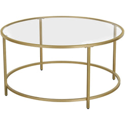 Gold Glass Table with Golden Iron Frame Stable and Robust Tempered Glass