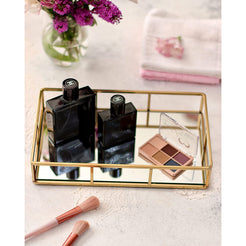 Tray Gold Mirror Decorative for Storage Jewelry and Makeup accessories