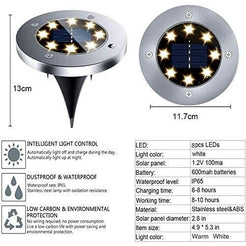 8 Pack LED Solar Pathway Lights Outdoor Solar Ground Lights (Warm White)