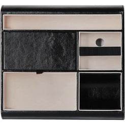 Valet Tray Leather Multi Catch Storage Box for Jewellery Accessories, Keys, Phone, Wallet, Coin, Jewellery (Black)