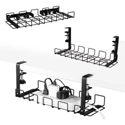 2 pack Under Desk Cable Management Tray, Black