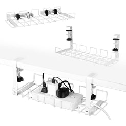 2 pack Under Desk Cable Management Tray, White