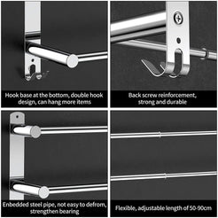 Stretchable 45-75 cm Towel Bar for Bathroom and Kitchen (Three Bars)