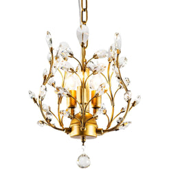 Crystal Chandelier Vintage, 3 Lights, Gold