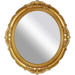 Oval Antique Vintage Hanging Wall Mirror for Bedroom and Livingroom (Gold, 38 x 33 cm)