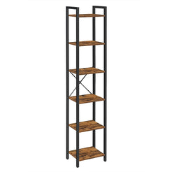 6-Tier Rustic Bookshelf, Brown & Black