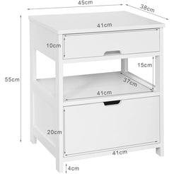 White Bedside Table with 2 Drawers