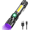 7 Modes Waterproof Rechargeable UV Light Flashlight Torch for Camping