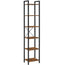 Small 6-Tier Industrial Bookshelf, Rustic Brown, Black