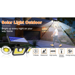 Outdoor Solar Lights with 3 Adjustable Head for Porch Garden Patio