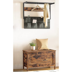 Wooden Sturdy Entryway Storage Bench with Safety Hinge