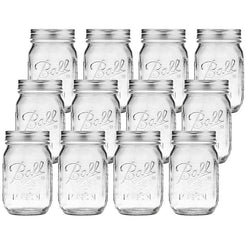 480ml 12-Piece Mason Jar Set with Airtight Lids & Labels