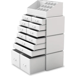 Makeup Cosmetic Organizer Storage with 12 Drawers Display Boxes (White)