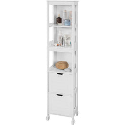 Freestanding Tall Cabinet with Standing Shelves and Drawers