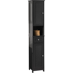 Freestanding Tall Bathroom Cabinet 170 x 32 x 30 cm (Black)