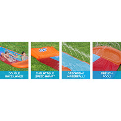 Bestway Kids H20GO Double Water Slide with Ramp - 18'/5.49m