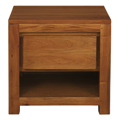 Amsterdam Solid Mahogany Timber 1 Drawer Bedside Table (Light Pecan)