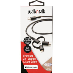 Walk n Talk 3in1 Charge & Sync Cable/USB-C/Micro USB