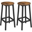 VASAGLE Bar Stools Set of 2 Bar Chairs Kitchen Chairs with Sturdy Steel Frame Height Round Easy Assembly Industrial Style Vintage Brown Black LBC32X