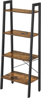 VASAGLE Ladder Shelf 4-Tier Industrial Storage Rack for Living Room Rustic Brown and Black