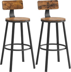 VASAGLE Tall Bar Stools Set of 2 Bar Chairs Vintage Brown