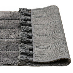 Cotton Fringe Tufted Non-Slip Bathmat Charcoal Grey