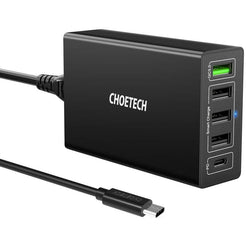 CHOETECH Q34U2Q 5-Port 60W PD Charger with 30W Power Delivery and 18W Quick Charge 3.0