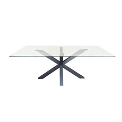 Miles Black With Clear Glass Dining Table - 90cm x 180cm